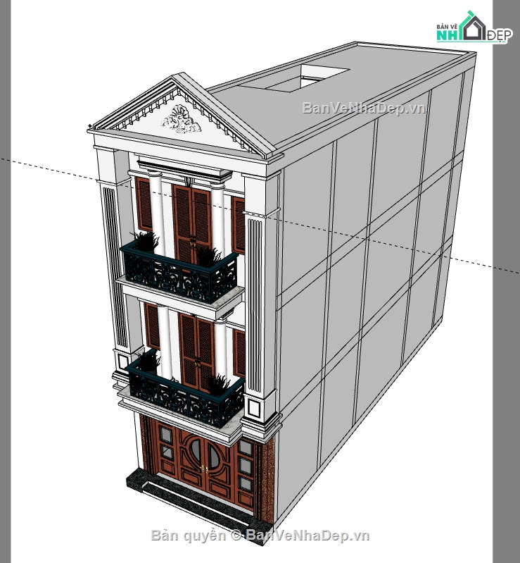 nhà phố 3 tầng file su,model su nhà phố 3 tầng,model sketchup nhà phố 3 tầng