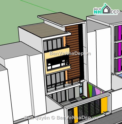 Nhà phố 3 tầng,file su nhà phố 3 tầng,nhà phố 3 tầng file su,model su nhà phố 3 tầng