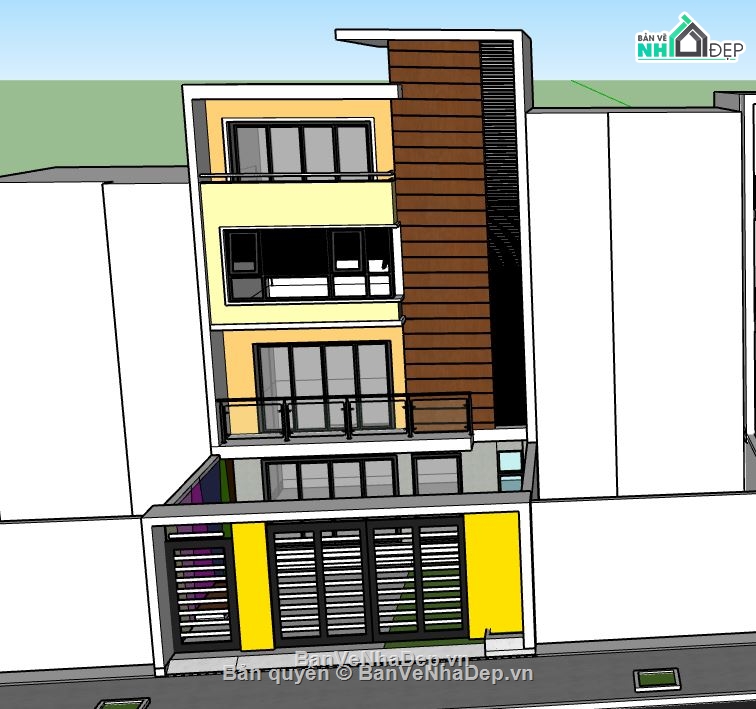 Nhà phố 3 tầng,file su nhà phố 3 tầng,nhà phố 3 tầng file su,model su nhà phố 3 tầng