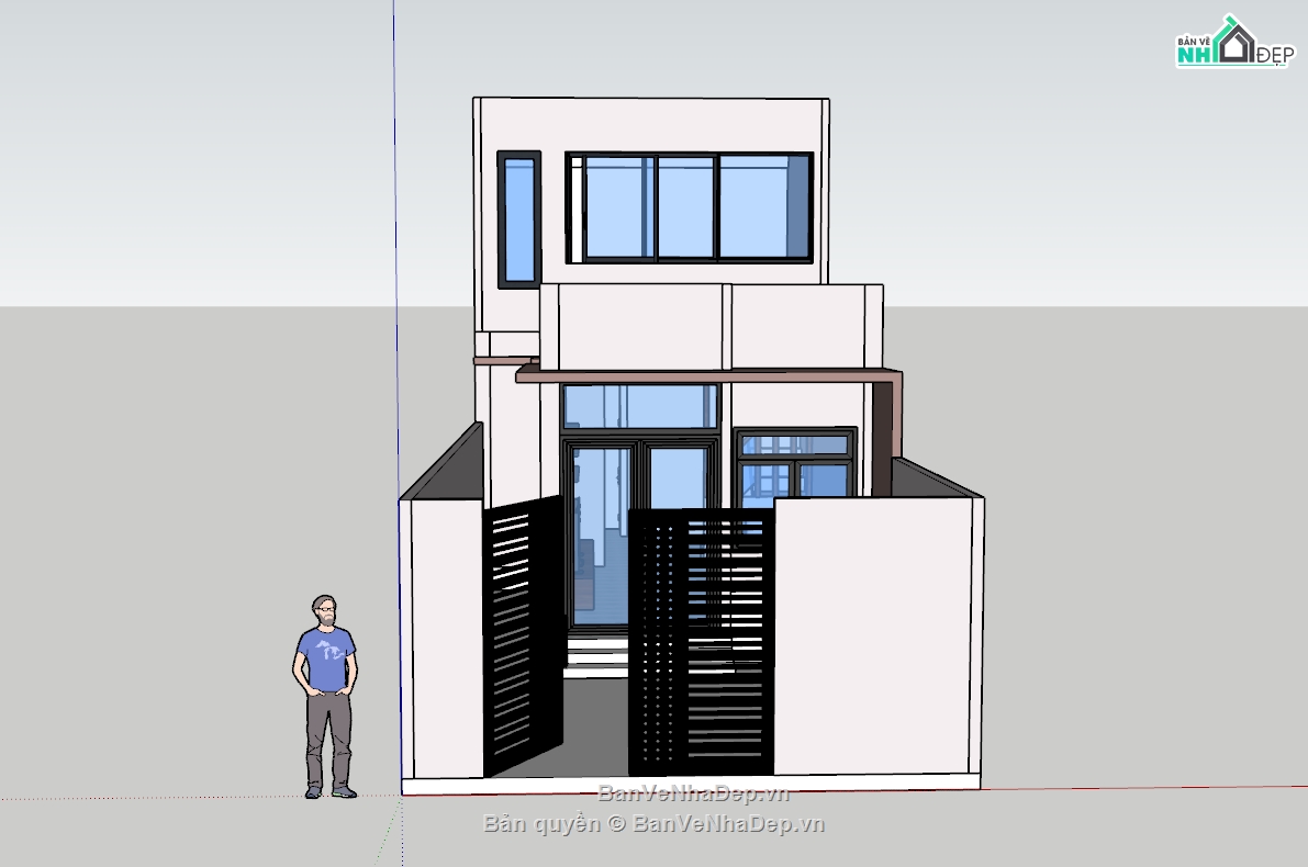 nhà ống,model nhà phố,nhà ống 2 tầng