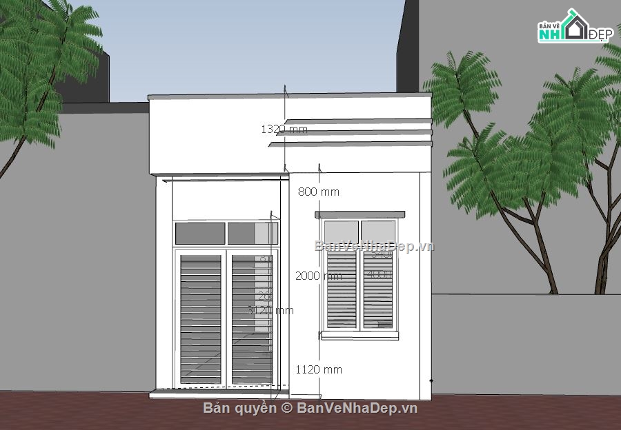 Nhà phố 1 tầng,Model su nhà phố 1 tầng,nhà phố 1 tầng file su