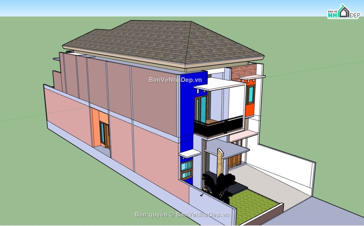 su nhà phố,file sketchup nhà phố,model su nhà phố