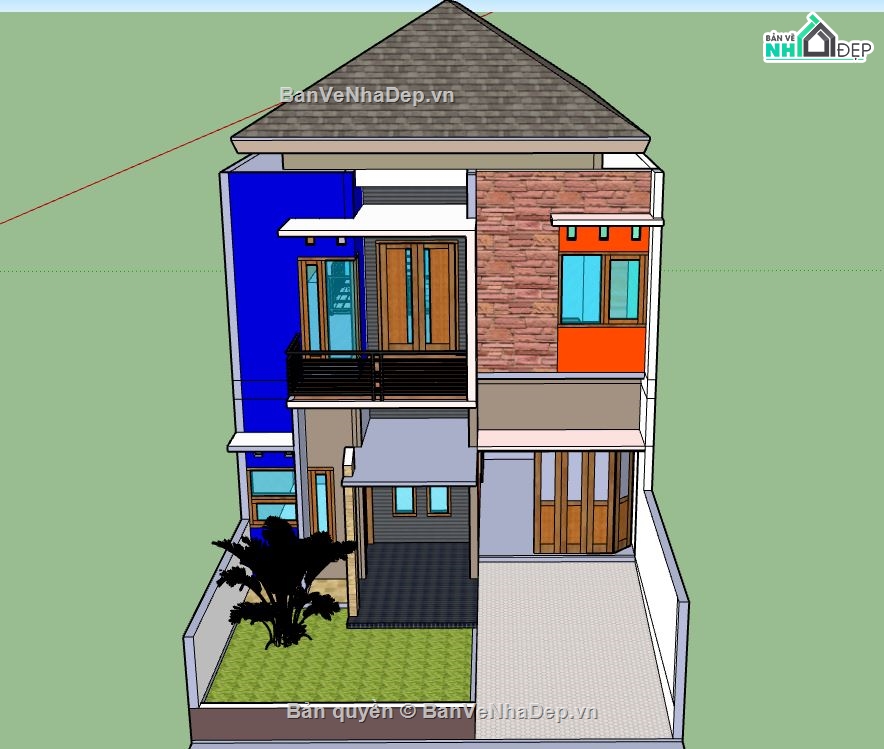 su nhà phố,file sketchup nhà phố,model su nhà phố