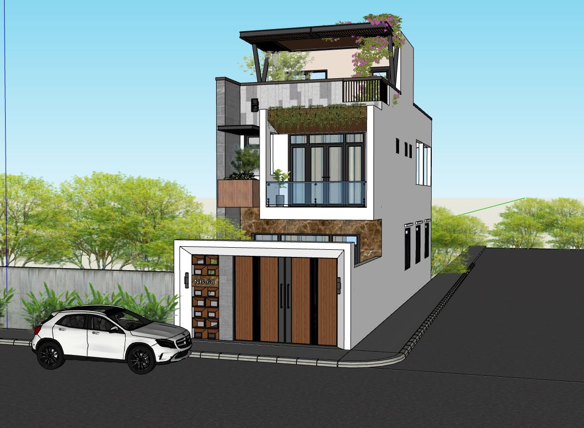 nhà phố 2 tầng 1 tum,thiết kế nhà 6x20m,nhà phố mặt tiền 6m