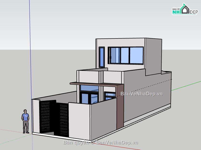 Nhà phố 2 tầng,file su nhà phố 2 tầng,sketchup nhà phố 2 tầng