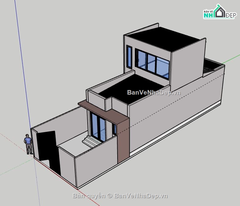 Nhà phố 2 tầng,file su nhà phố 2 tầng,sketchup nhà phố 2 tầng