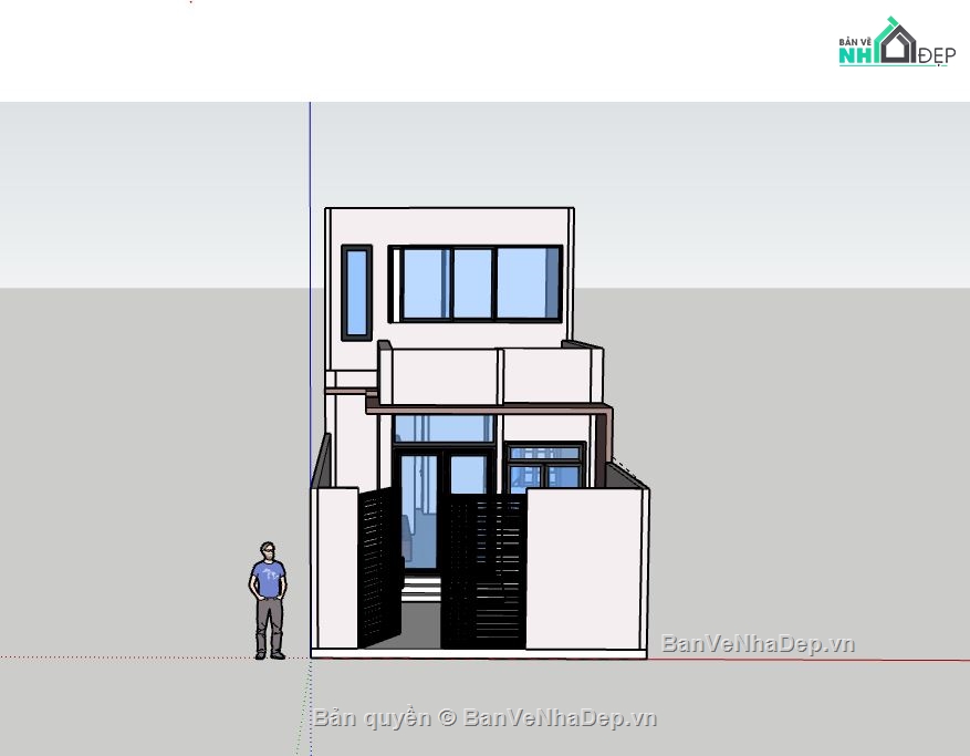 Nhà phố 2 tầng,file su nhà phố 2 tầng,sketchup nhà phố 2 tầng