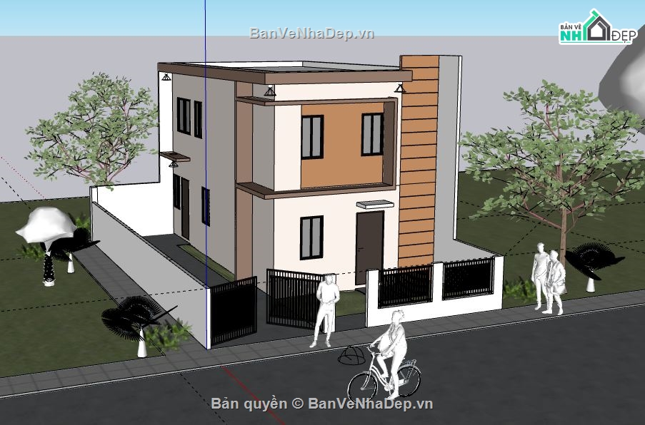 Nhà phố 2 tầng,model su nhà phố 2 tầng,file su nhà phố 2 tầng,sketchup nhà phố 2 tầng