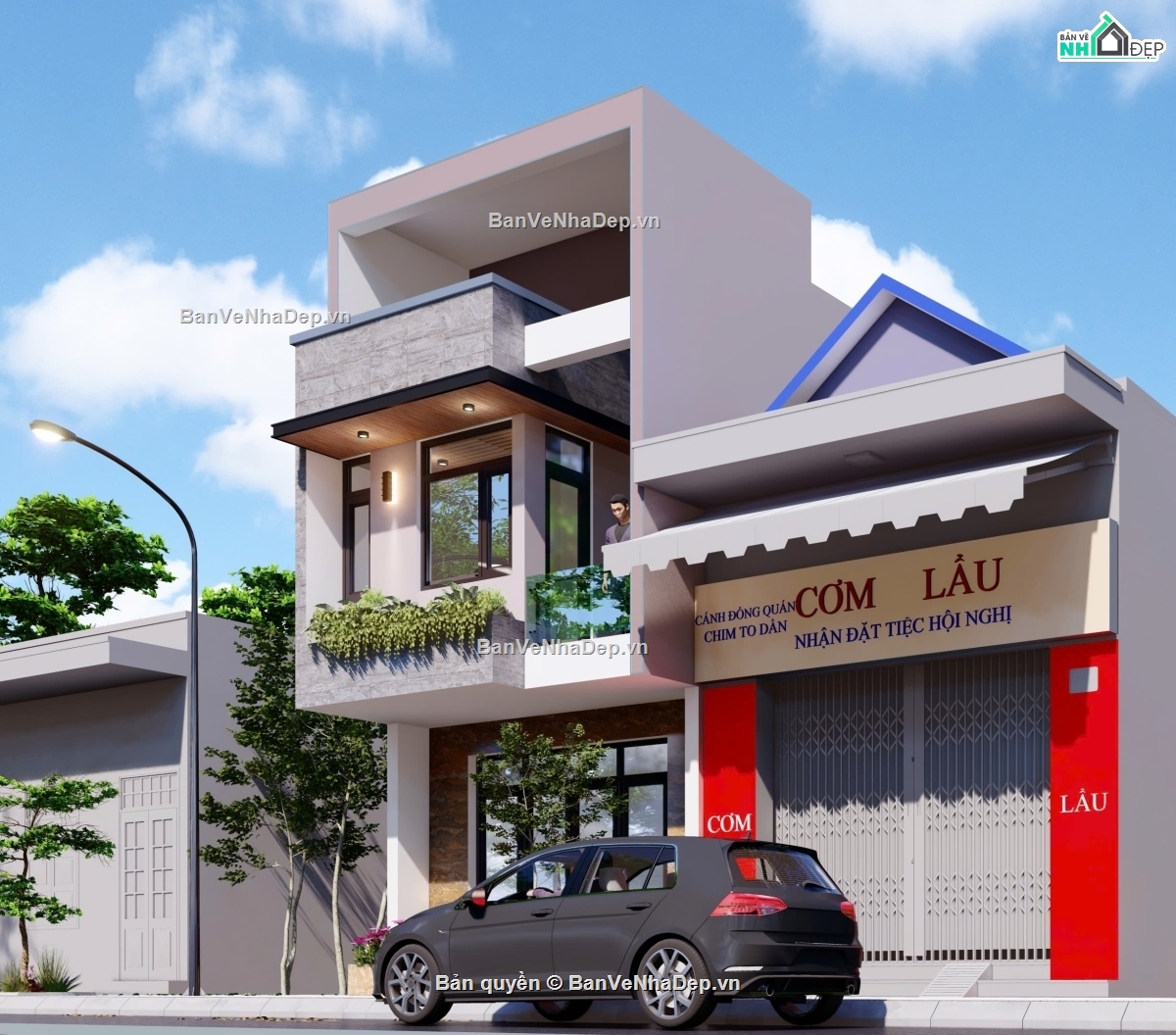 nhà phố 2 tầng,nhà lệch tầng,kiến trúc nhà lệch tầng