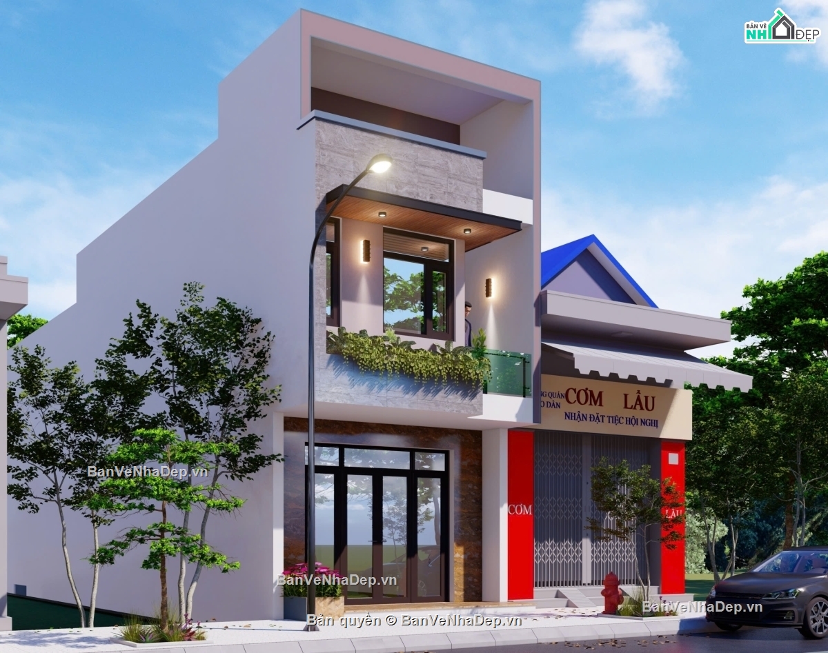 nhà phố 2 tầng,nhà lệch tầng,kiến trúc nhà lệch tầng