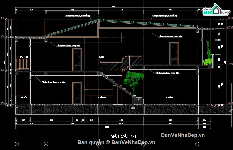 File bản vẽ nhà phố 2 tầng 5x20m,kiến trúc 2 tầng,Nhà phố