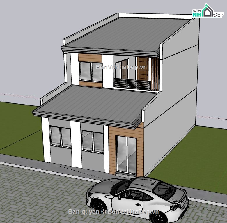 Nhà phố 2 tầng,model su nhà phố 2 tầng,file su nhà phố 2 tầng,sketchup nhà phố 2 tầng,nhà phố 2 tầng file sketchup