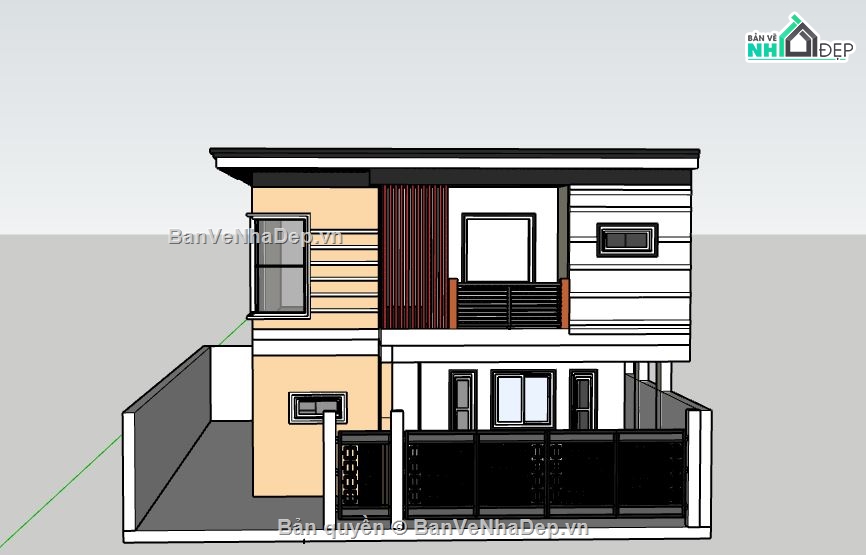 Nhà phố 2 tầng,model su nhà phố 2 tầng,file su nhà phố 2 tầng,nhà phố 2 tầng sketchup,sketchup nhà phố 2 tầng
