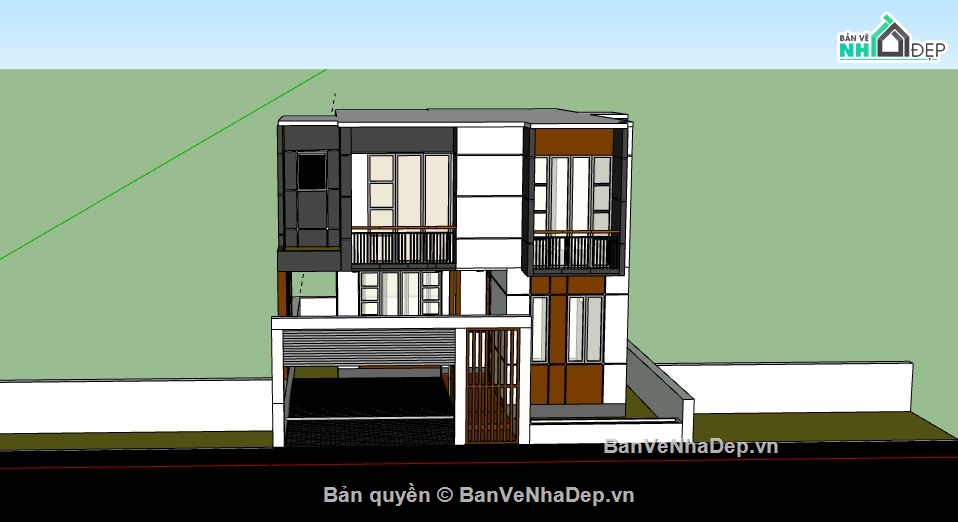 Nhà 2 tầng,model su nhà phố 2 tầng,nhà phố 2 tầng model su,sketchup nhà phố 2 tầng