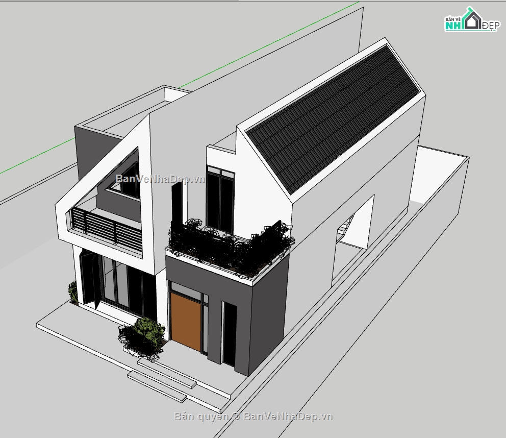 nhà phố 2 tầng,nhà phố,su nhà phố,sketchup nhà phố