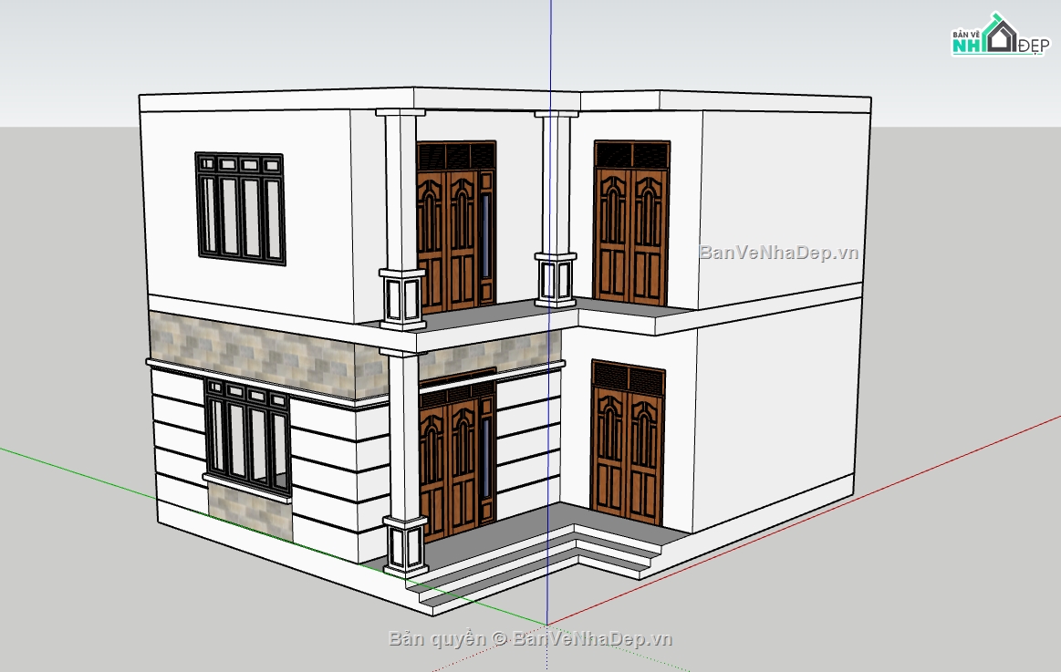 Nhà phố 2 tầng,su nhà phố 2 tầng,sketchup nhà phố 2 tầng,sketchup nhà phố,su nhà phố