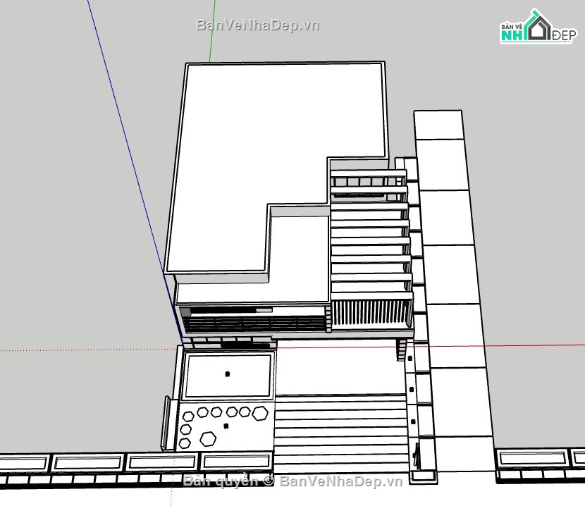 nhà phố 2 tầng 12.2x15.1m,nhà phố 2 tầng file sketchup,dựng model su nhà phố,file sketchup nhà phố hiện đại