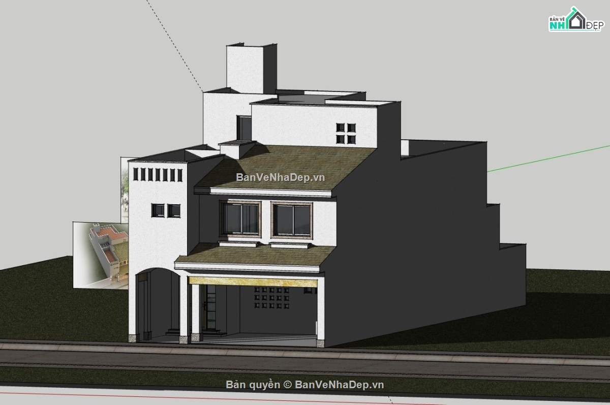 Nhà phố 2 tầng,model su nhà phố 2 tầng,sketchup nhà phố 2 tầng