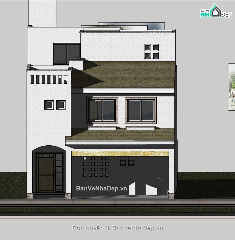 nhà phố  2 tầng,sketchup nhà phố 2 tầng,model su nhà phố 2 tầng