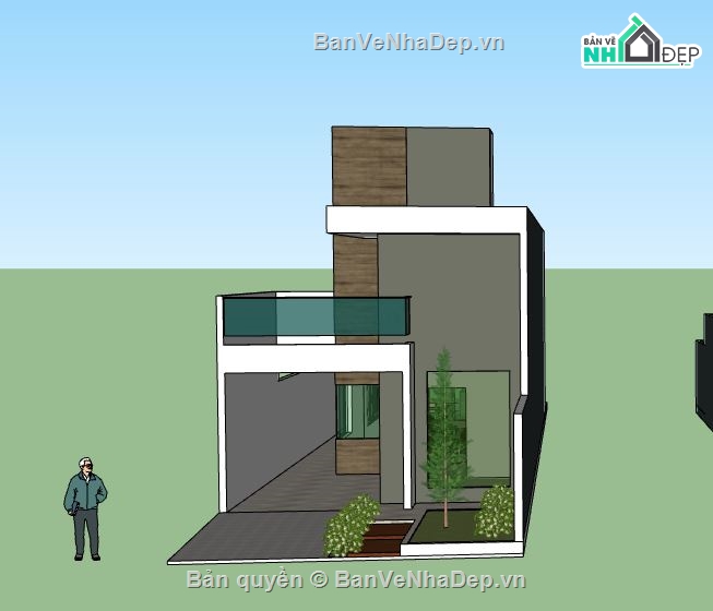 Nhà phố 2 tầng,model su nhà phố 2 tầng,sketchup nhà phố 2 tầng,nhà phố 2 tầng file su