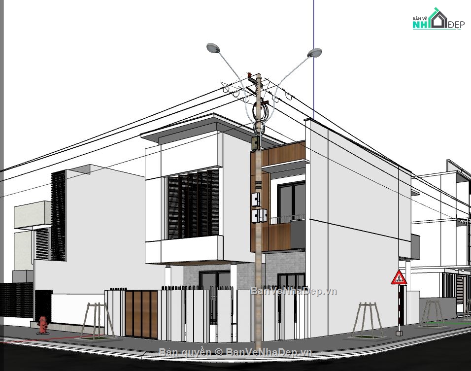 Nhà phố 2 tầng,Nhà 2 tầng file sketchup,file su 2 tầng,sketchup nhà phố 2 tầng