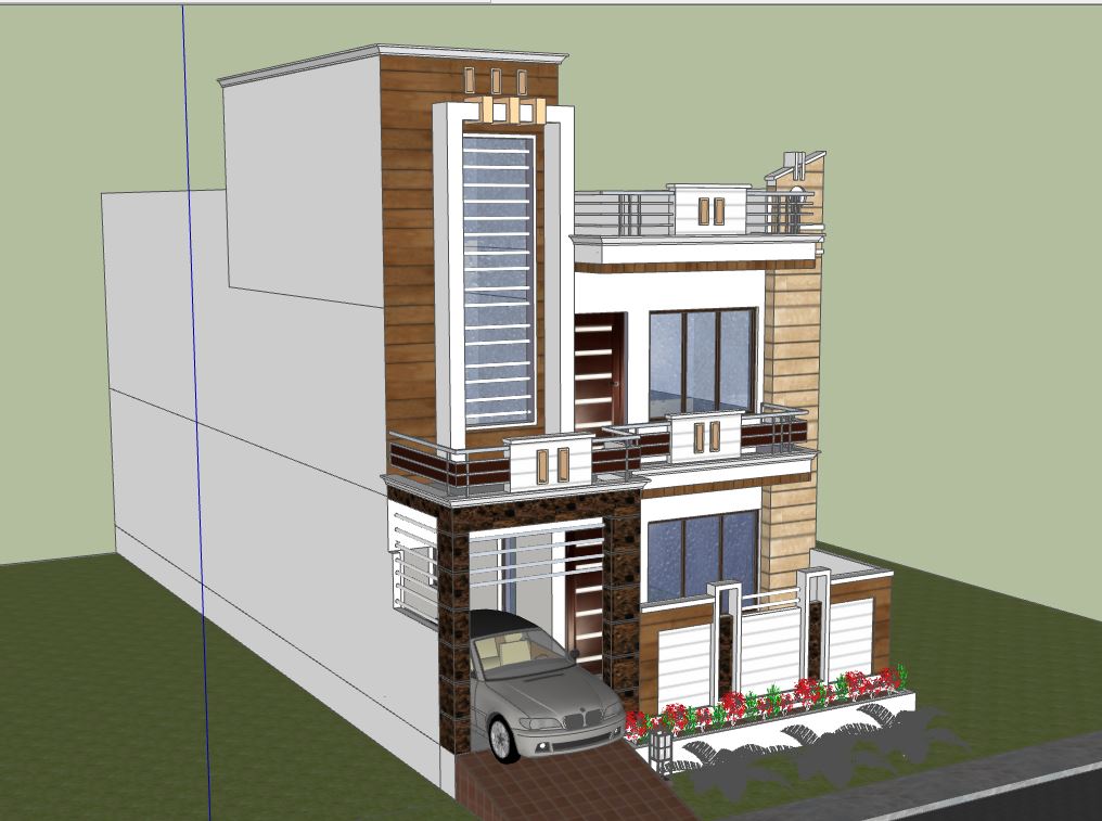 mẫu nhà phố 2 tầng,file sketchup nhà phố 2 tầng,dựng su nhà phố 2 tầng