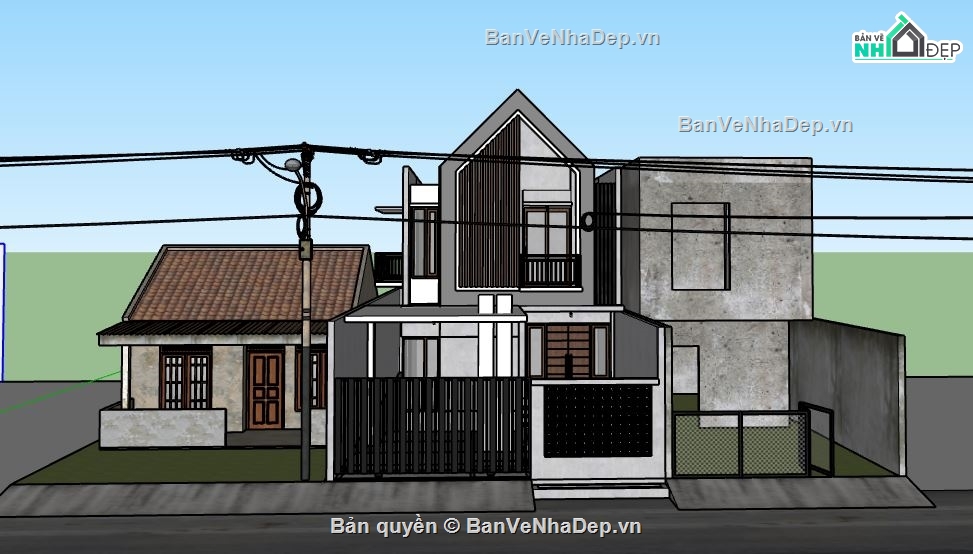 su nhà phố,file sketchup nhà phố,model su nhà phố