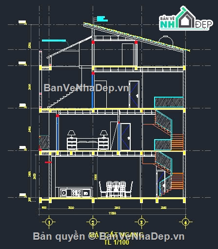 Bản vẽ nhà phố 3 tầng,Thiết kế nhà phố,Nhà phố 3 tầng đẹp,nahf phố 3 tầng