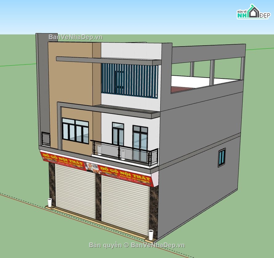 Nhà phố 3 tầng,model su nhà phố 3 tầng,file sketchup nhà phố 3 tầng,nhà phố 3 tầng file su