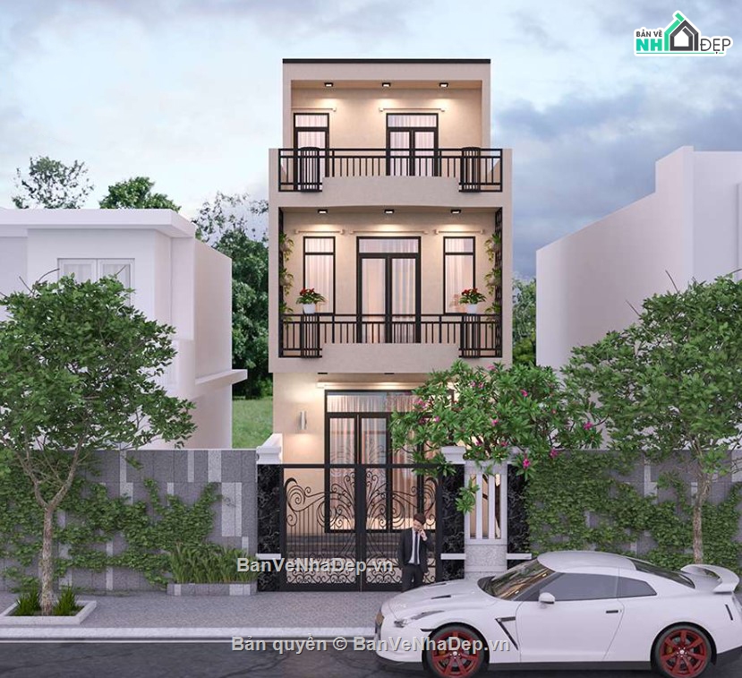 Nhà phố 4 tầng,nhà phố 4 tầng,nhà phố 5x13m