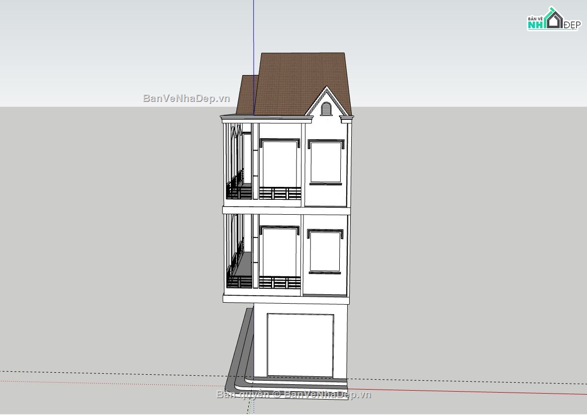 Nhà phố 3 tầng,model su nhà phố 3 tầng,file su nhà phố 3 tầng,sketchup nhà phố 3 tầng,nhà phố 3 tầng model su