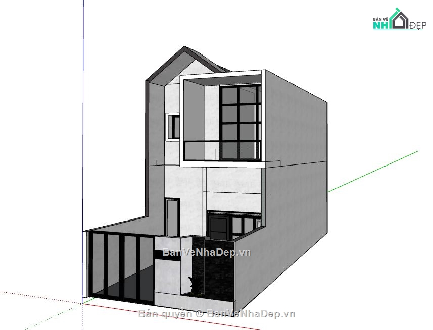Nhà phố 3 tầng,model su nhà phố 3 tầng,file su nhà phố 3 tầng,nhà phố 3 tầng sketchup,sketchup nhà phố 3 tầng