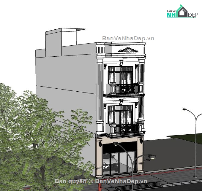 Nhà phố 3 tầng,model su nhà phố 3 tầng,nhà phố 3 tầng sketchup,file su nhà phố 3 tầng,mẫu nhà phố 3 tầng sketchup