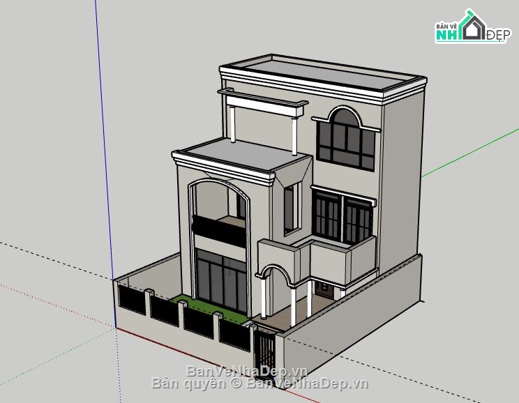 Nhà phố 3 tầng,sketchup Nhà phố 3 tầng,file su nhà phố 3 tầng