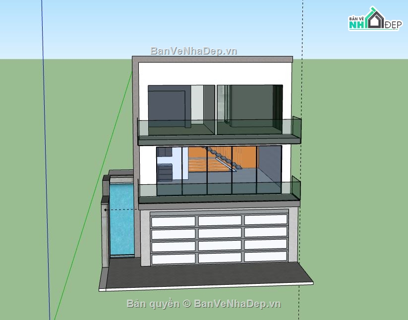 Nhà phố 3 tầng,model su nhà phố 3 tầng,sketchup nhà phố 3 tầng