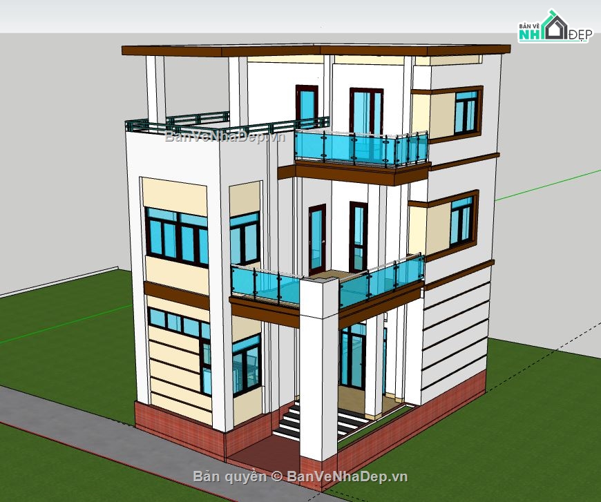Nhà phố 3 tầng,Nhà phố 3 tầng hiện đại,model su nhà phố 3 tầng,file sketchup nhà phố 3 tầng,nhà phố 3 tầng file su
