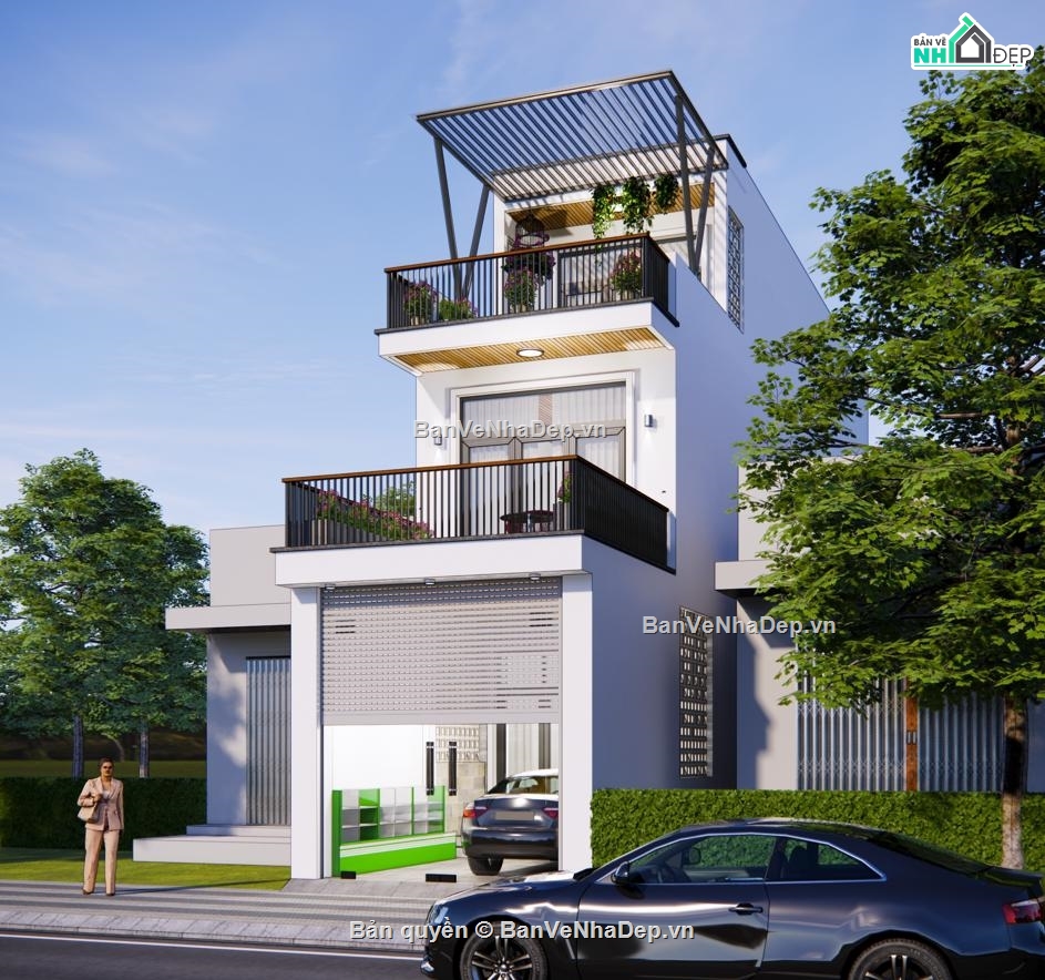 Nhà phố 3 tầng,Nhà 3 tầng hiện đại,bản vẽ nhà phố 3 tầng,nhà phố 3 tầng cad