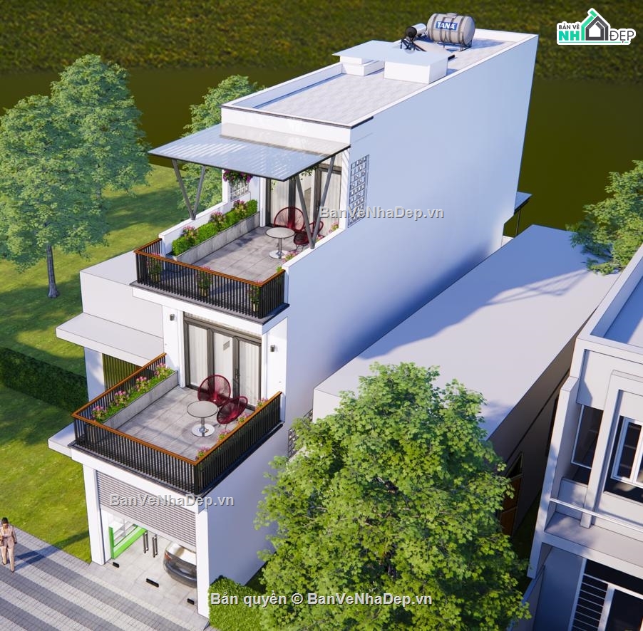 Nhà phố 3 tầng,Nhà 3 tầng hiện đại,bản vẽ nhà phố 3 tầng,nhà phố 3 tầng cad