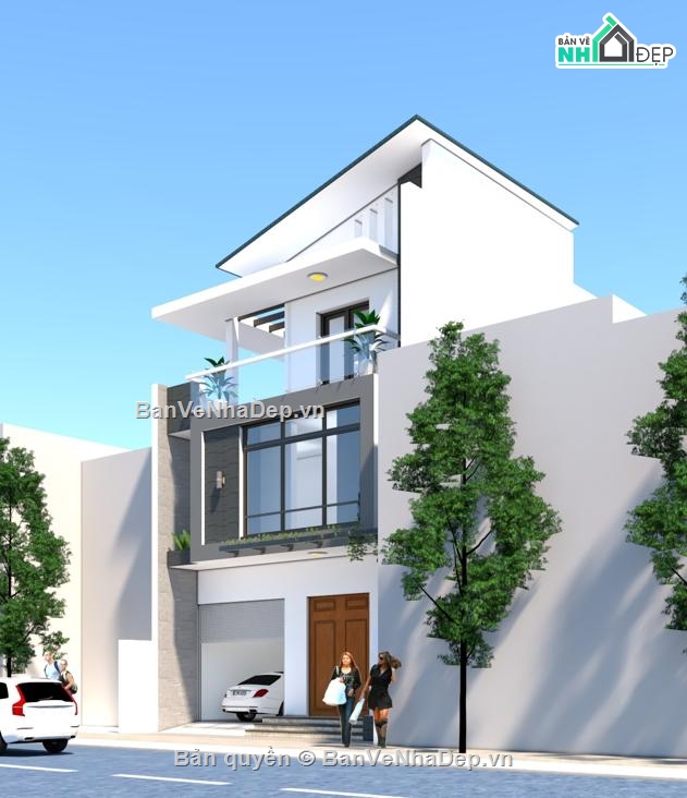 Nhà phố 3 tầng,Nhà phố 3 tầng hiện đại,bản vẽ nhà phố 3 tầng