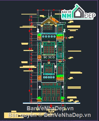 Nhà phố,bản vẽ kiến trúc,kiến rúc,Nhà phố 4 tấng