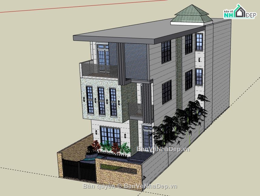 Nhà phố 3 tầng,file sketchup nhà phố 3 tầng,nhà phố 3 tầng file su,model su nhà phố 3 tầng,nhà phố 3 tầng file sketchup