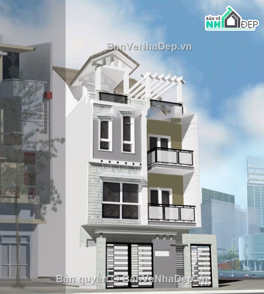Nhà phố,cad nhà 3 tầng,nhà phố 3 tầng