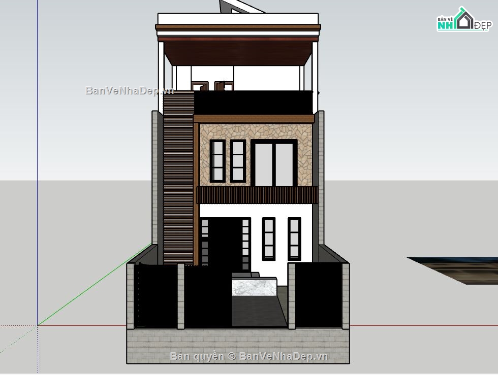 file 3d nhà phố 3 tầng,su nhà phố 3 tầng,sketchup nhà phố 3 tầng