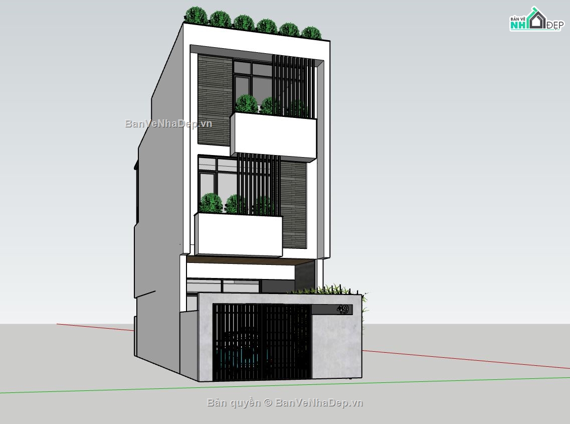 nhà phố 3 tầng,kiến trúc nhà phố 3 tầng,model nhà phố 3 tầng,thiết kế nhà phố 2 tầng