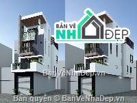 nhà phố 4 tầng 2 mặt tiền,nhà phố 4 tầng 3x17m,file cad nhà 4 tầng,bản vẽ nhà phố 4 tầng