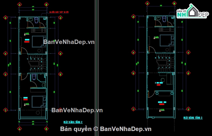 Nhà phố 4 tầng,4 tầng,file cad nhà phố 4 tầng,cad nhà phố 4 tầng