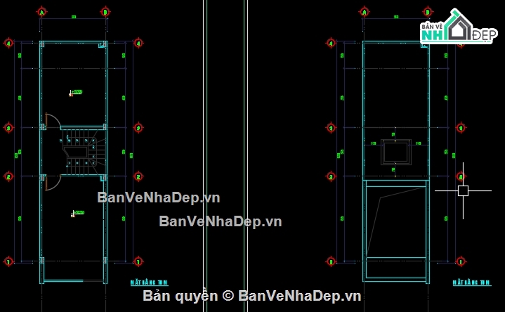 Nhà phố 4 tầng,4 tầng,file cad nhà phố 4 tầng,cad nhà phố 4 tầng