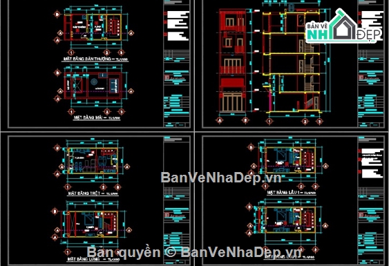 Nhà phố 4 tầng,Nhà phố,cad nhà phố 4 tầng