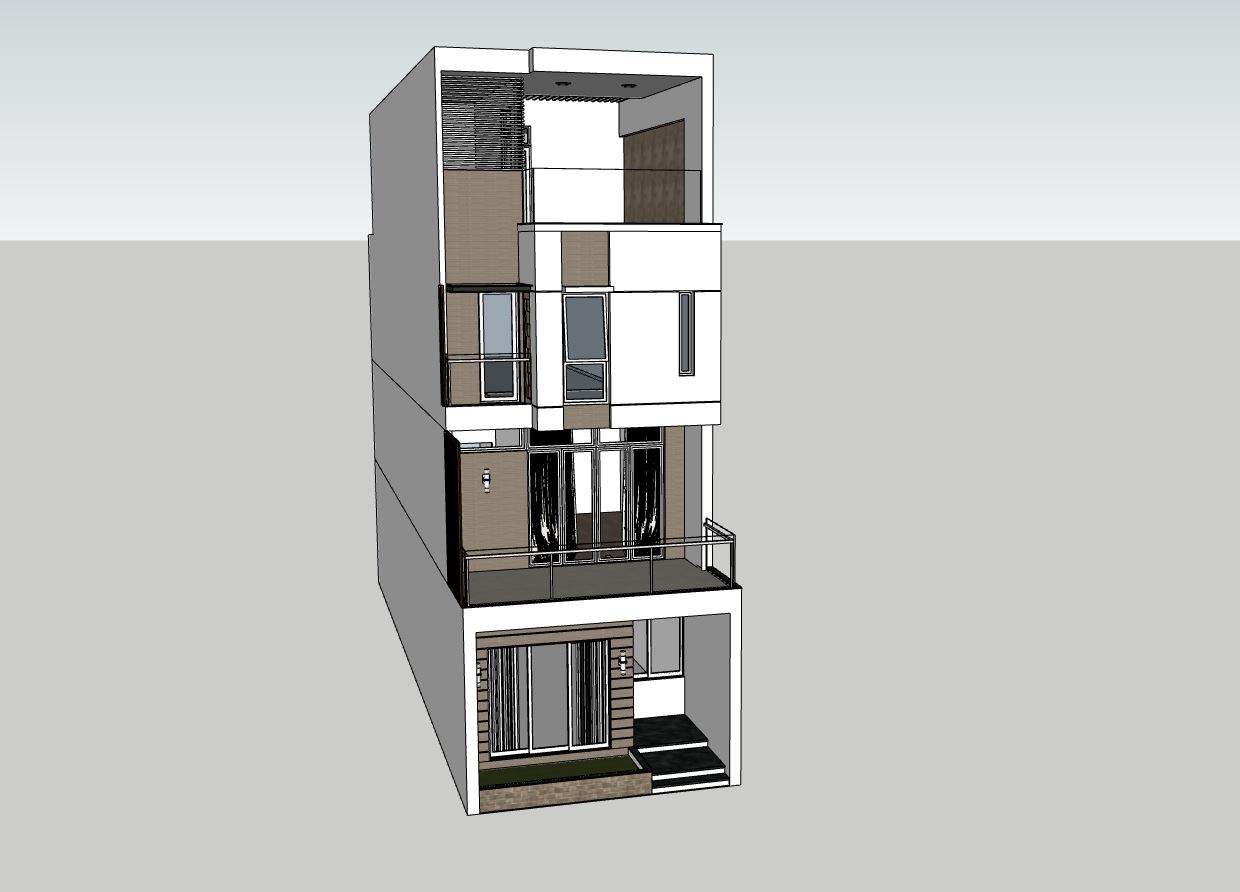 nhà phố 4 tầng,file sketchup nhà phố 4 tầng,bao cảnh nhà phố 4 tầng,3dsu nhà phố 4 tầng