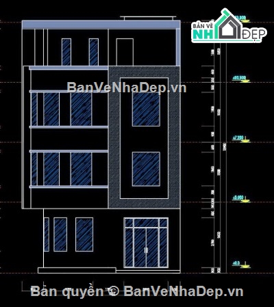 nhà phố 4 tầng,file cad nhà phố 4 tầng,cad nhà phố 4 tầng